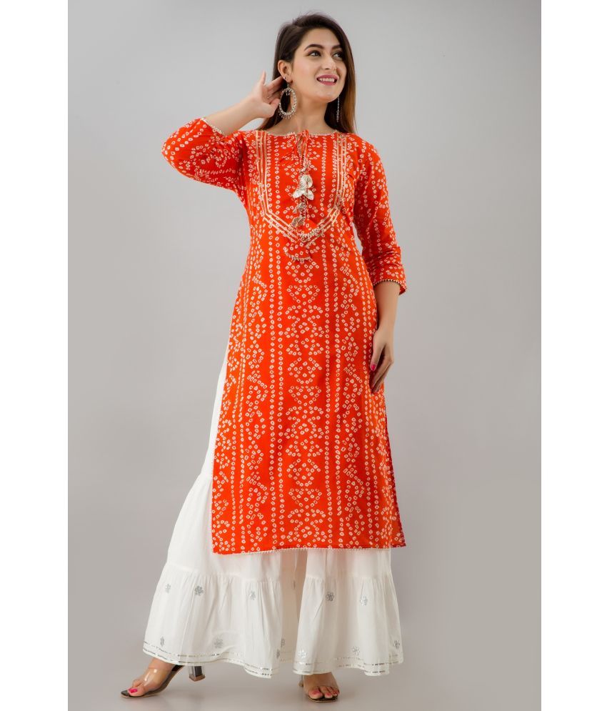     			NeshamaKurti - Orange Rayon Women's Straight Kurti ( Pack of 1 )