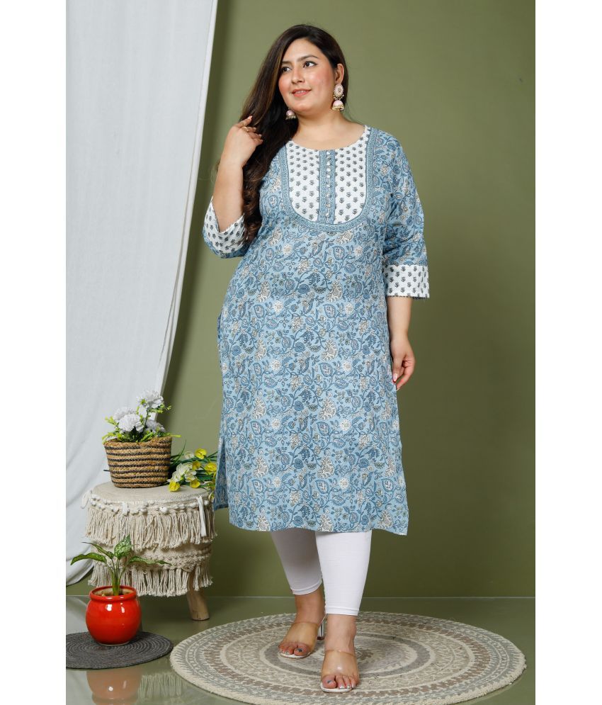     			Swasti - Blue Cotton Women's Straight Kurti ( Pack of 1 )