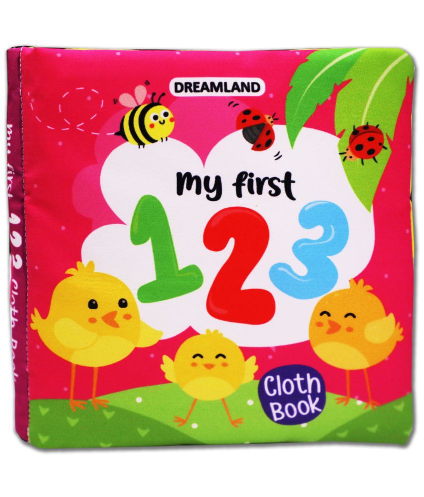     			Dreamland Baby My First Cloth Book 123 with Squeaker and Crinkle Paper Cloth Books for Toddler Kids Early Development Cloth Book Learning Educational Baby Toys Soft Toys Gifts for Kids