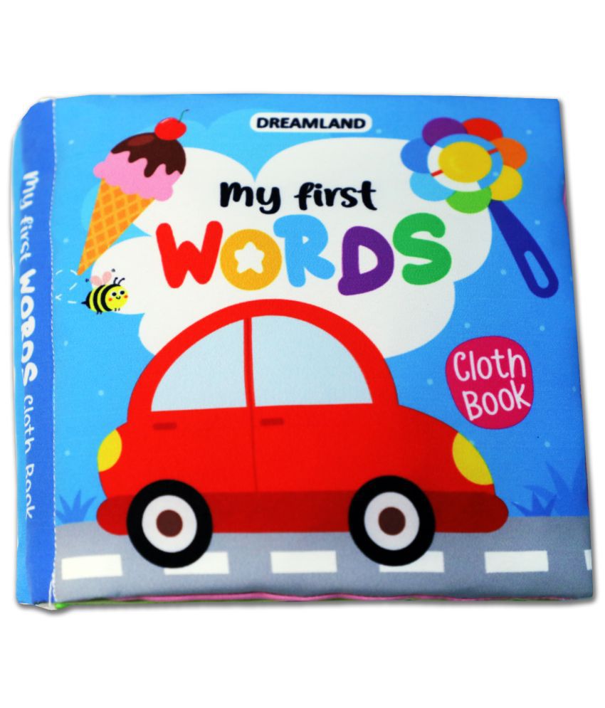     			Dreamland Baby My First Cloth Book First Words with Squeaker and Crinkle Paper Cloth Books for Toddler Kids Early Development Cloth Book Learning Educational Baby Toys Soft Toys Gifts for Kids