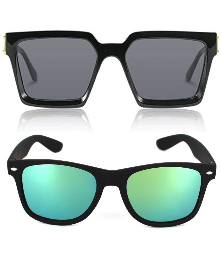    			Kanny Devis - Black Rectangular Sunglasses ( Pack of 2 )