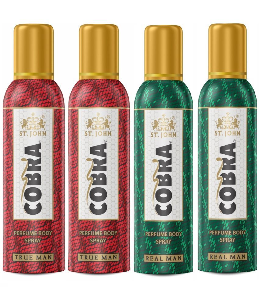     			ST.JOHN Cobra No Gas True Men 100ml *2 & Real Men 100ml*2 Deodorant Spray for Men 400ml - Pack of 4