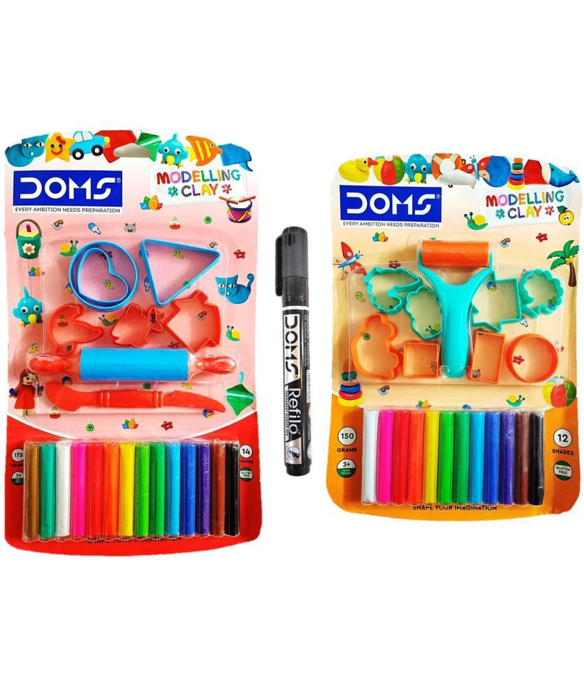    			DOMS Multicolour Modelling Clay with Various Moulds (pack of 2) ()