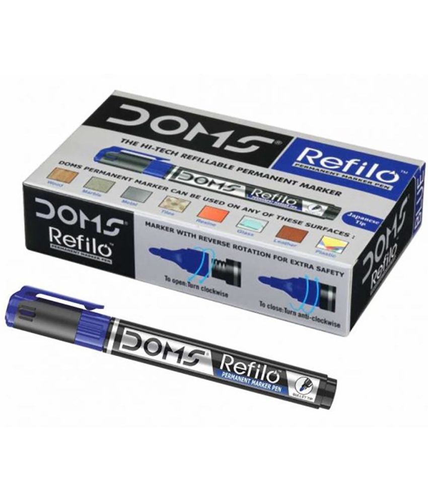     			DOMS Refilo Permanent Marker (Set of 10, Blue)