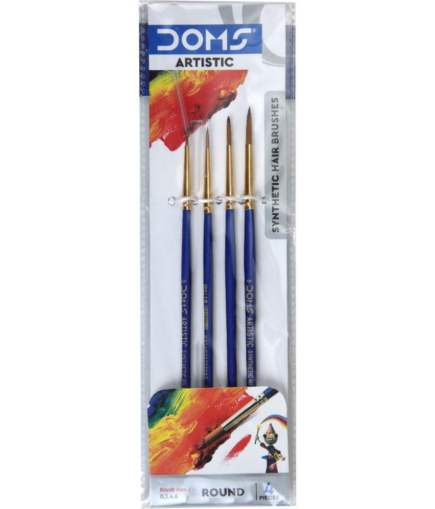     			DOMS Synthetic Hair Round Paint Brush Set (Set of 3, Blue)