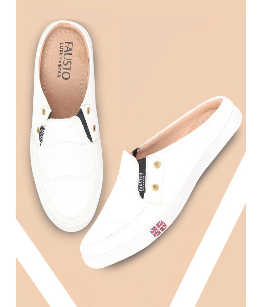     			Fausto - White Men's Slip-on Shoes