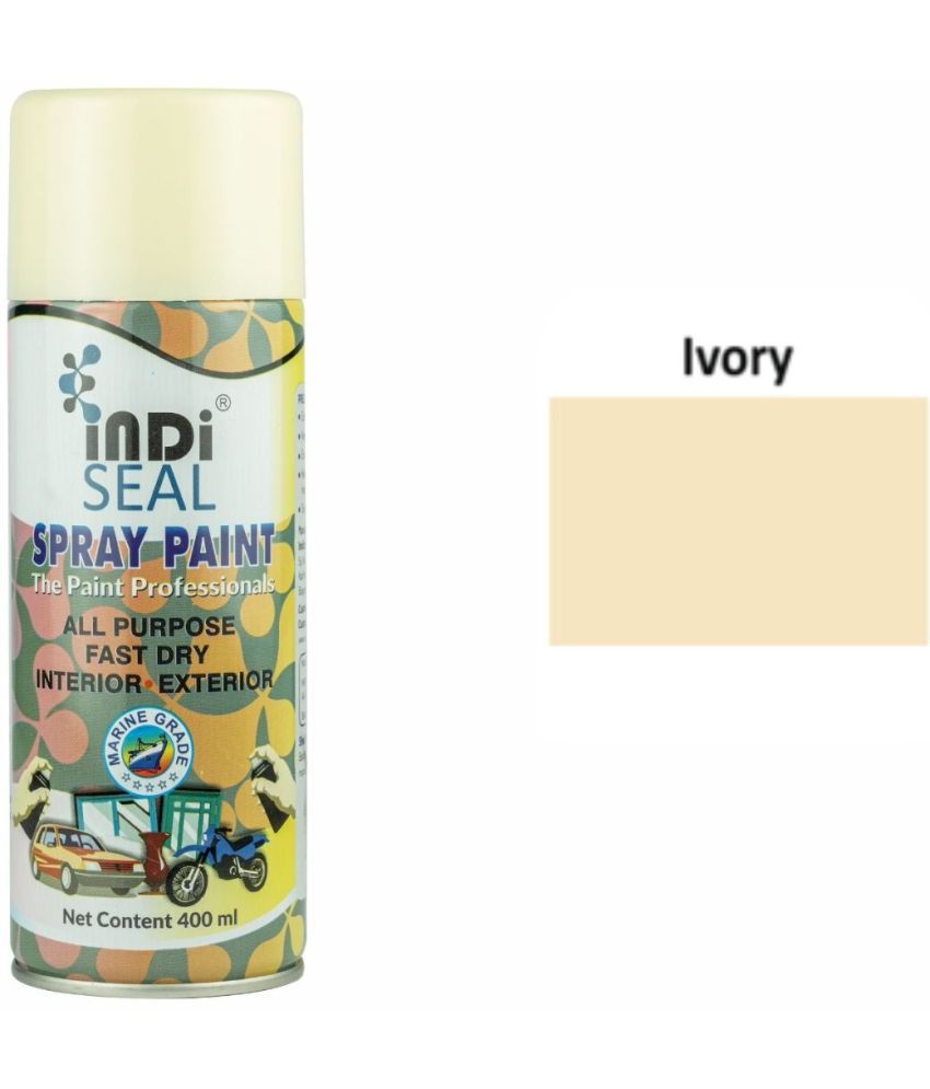     			INDISEAL All Purpose Fast Dry Interior/Exterior | DIY for Automotive, Metal, Wood & Wall Ivory Glossy Spray Paint 400 ml (Pack of 1)