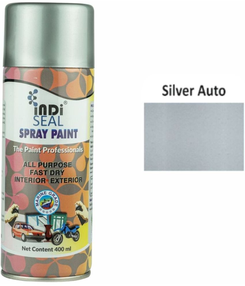     			INDISEAL All Purpose Fast Dry Interior/Exterior | DIY for Automotive, Metal, Wood & Wall Auto Silver Spray Paint 400 ml (Pack of 1)