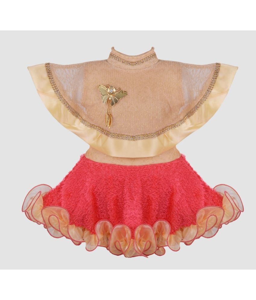     			9stiches - Coral Net Baby Girl Frock ( Pack of 1 )