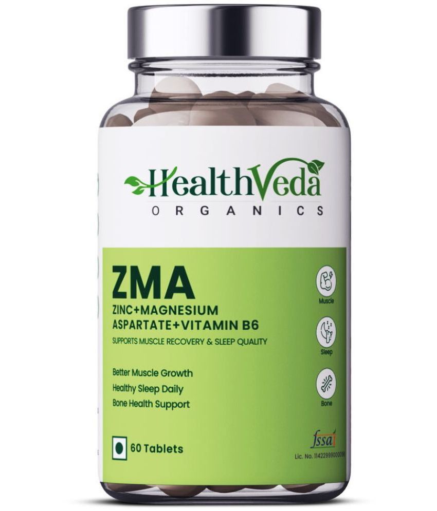     			Health Veda Organics ZMA (Zinc, Magnesium Aspartate & Vitamin B6) 60 no.s Minerals Tablets