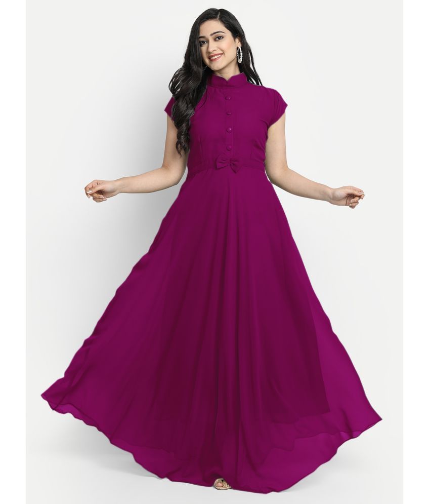     			RAIYANI FASHION - Magenta Georgette Women's Fit & Flare Dress ( Pack of 1 )