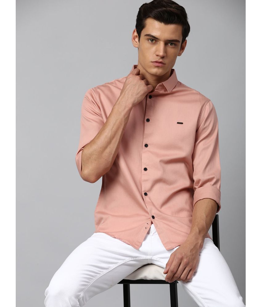     			Dennis Lingo - Peach Cotton Blend Slim Fit Men's Casual Shirt ( Pack of 1 )