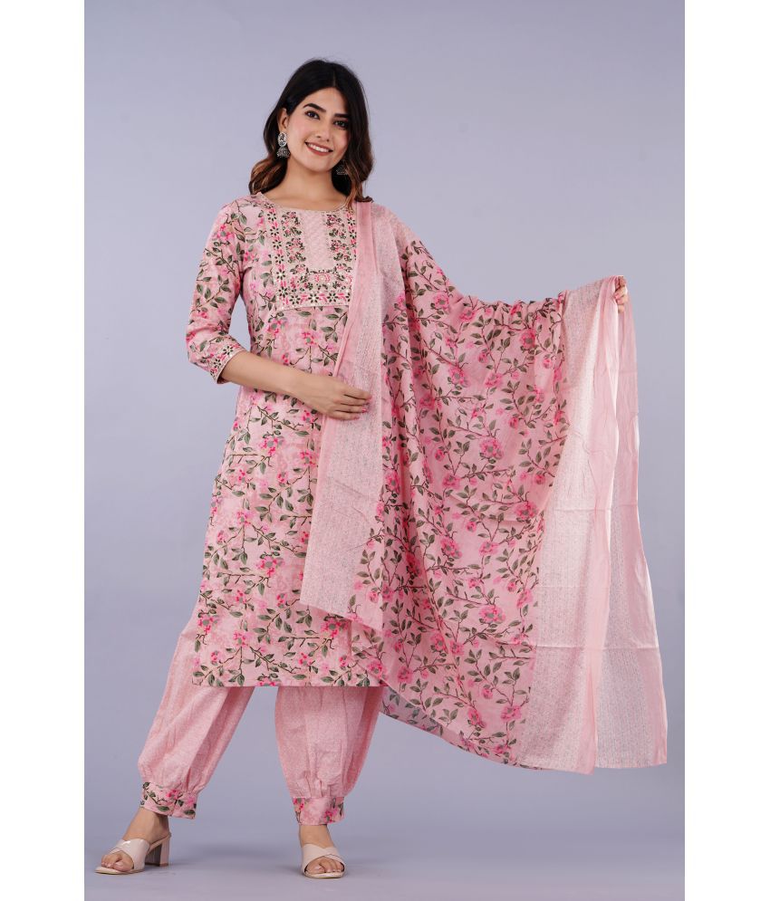     			Doriya - Pink Straight Cotton Blend Women's Stitched Salwar Suit ( Pack of 1 )