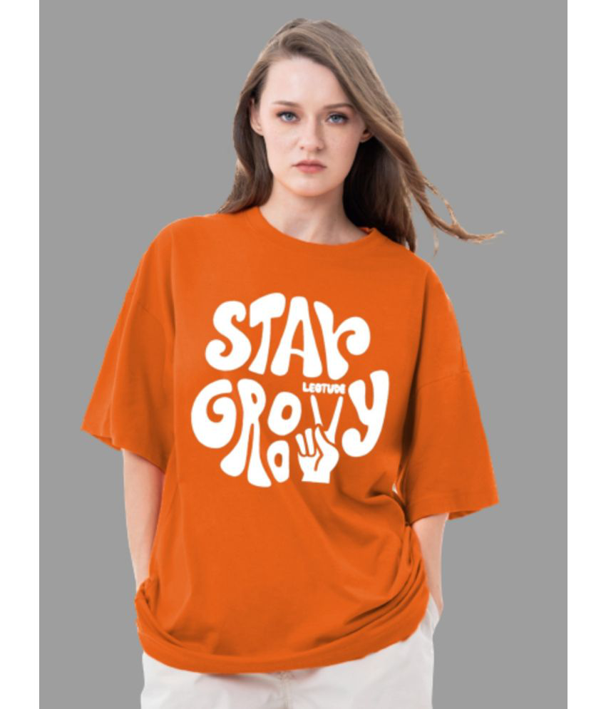     			Leotude - Orange Cotton Blend Oversized Women's T-Shirt ( Pack of 1 )