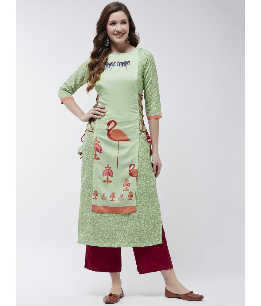     			Pannkh - Green Rayon Women's Straight Kurti ( Pack of 1 )