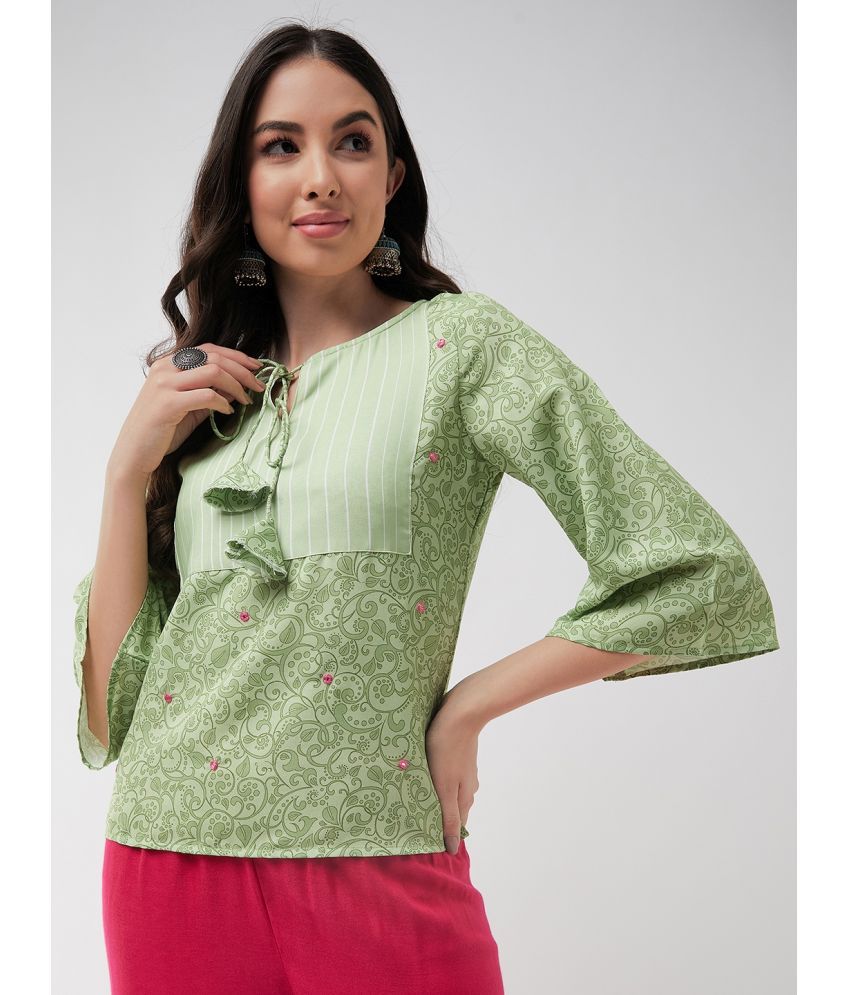     			Pannkh - Green Rayon Women's Regular Top ( Pack of 1 )