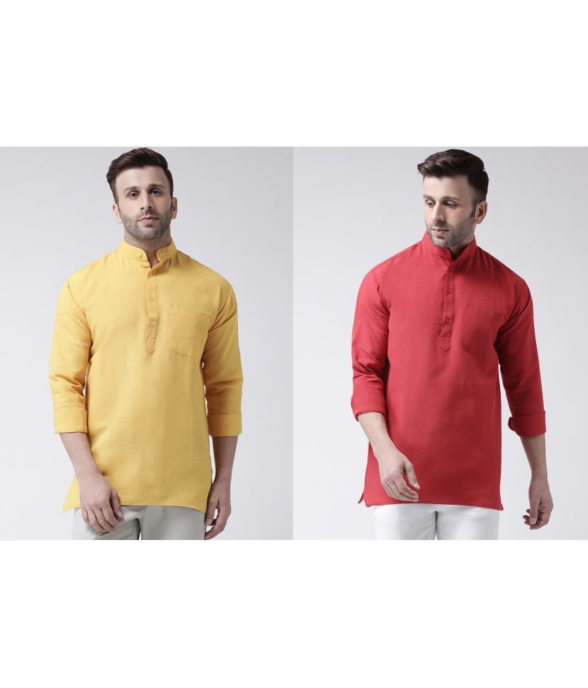     			RIAG - Mustard Cotton Blend Regular Fit Men's Casual Shirt ( Pack of 2 )