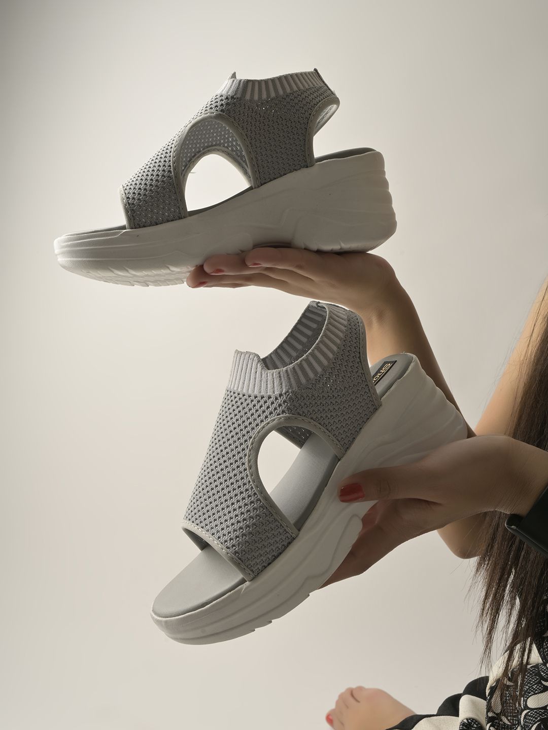     			Shoetopia Gray Floater Sandals
