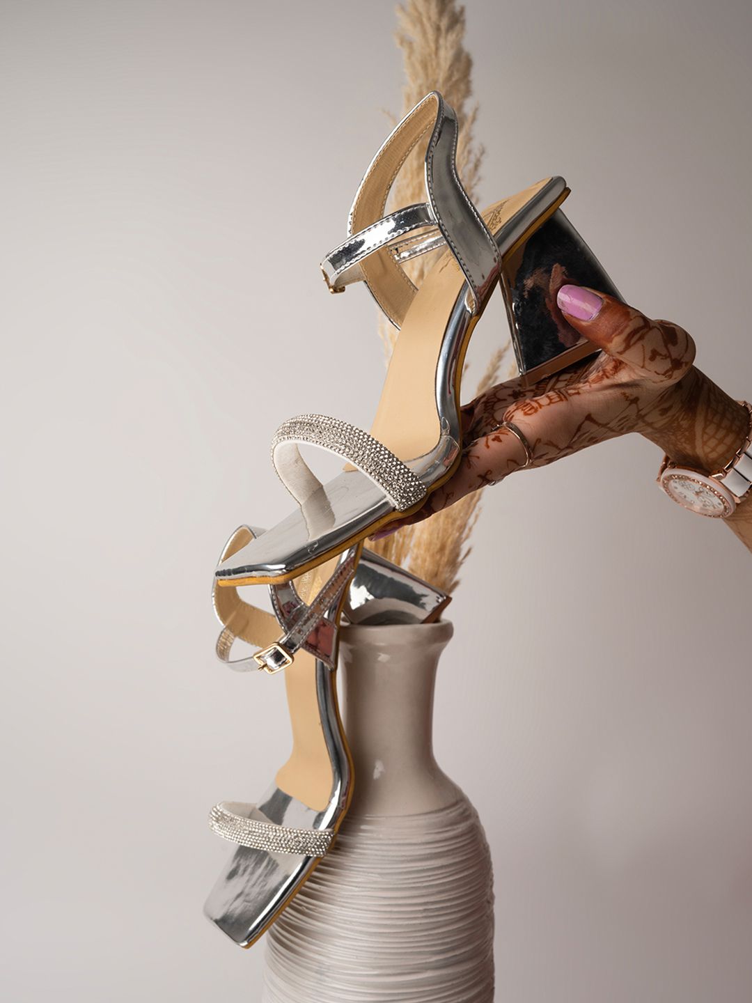     			Shoetopia - Silver Women's Sandal Heels