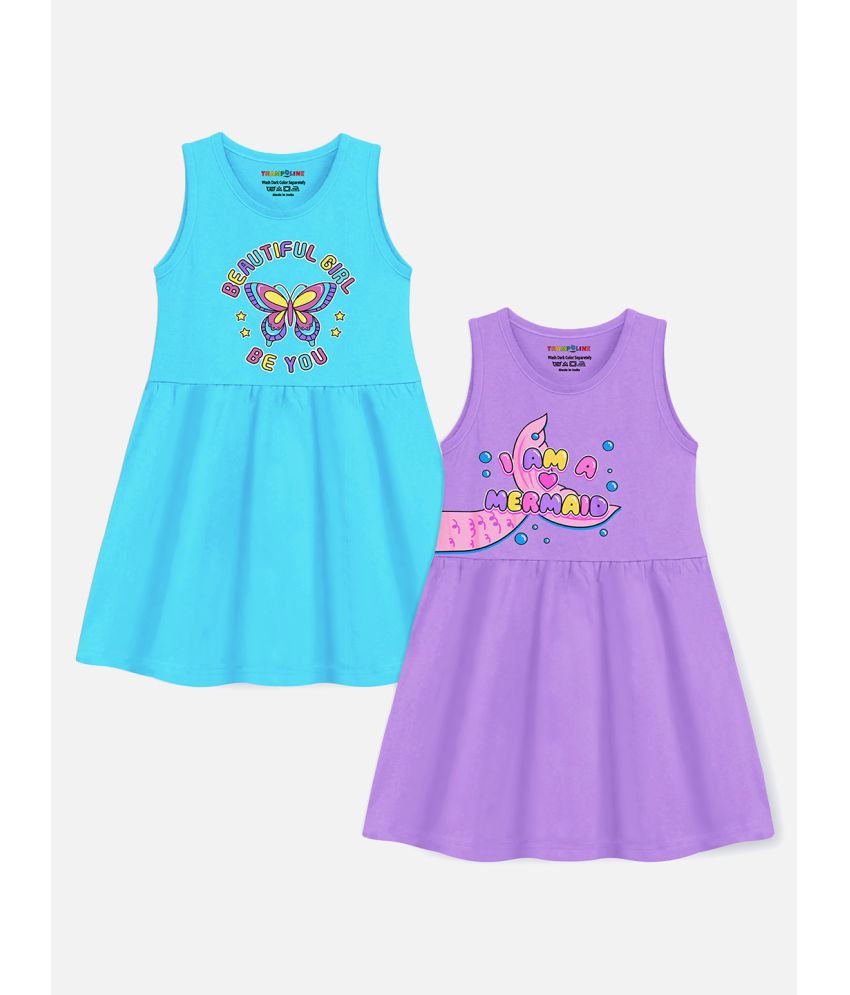     			Trampoline - Multicolor Cotton Girls Frock ( Pack of 2 )