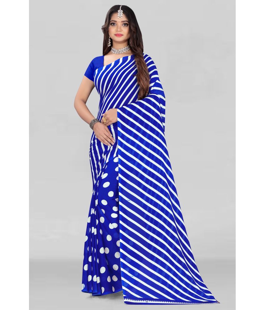     			LEELAVATI - Blue Georgette Saree With Blouse Piece ( Pack of 1 )