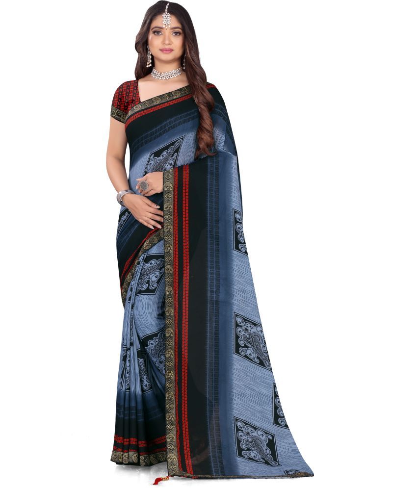     			LEELAVATI - Blue Georgette Saree With Blouse Piece ( Pack of 1 )