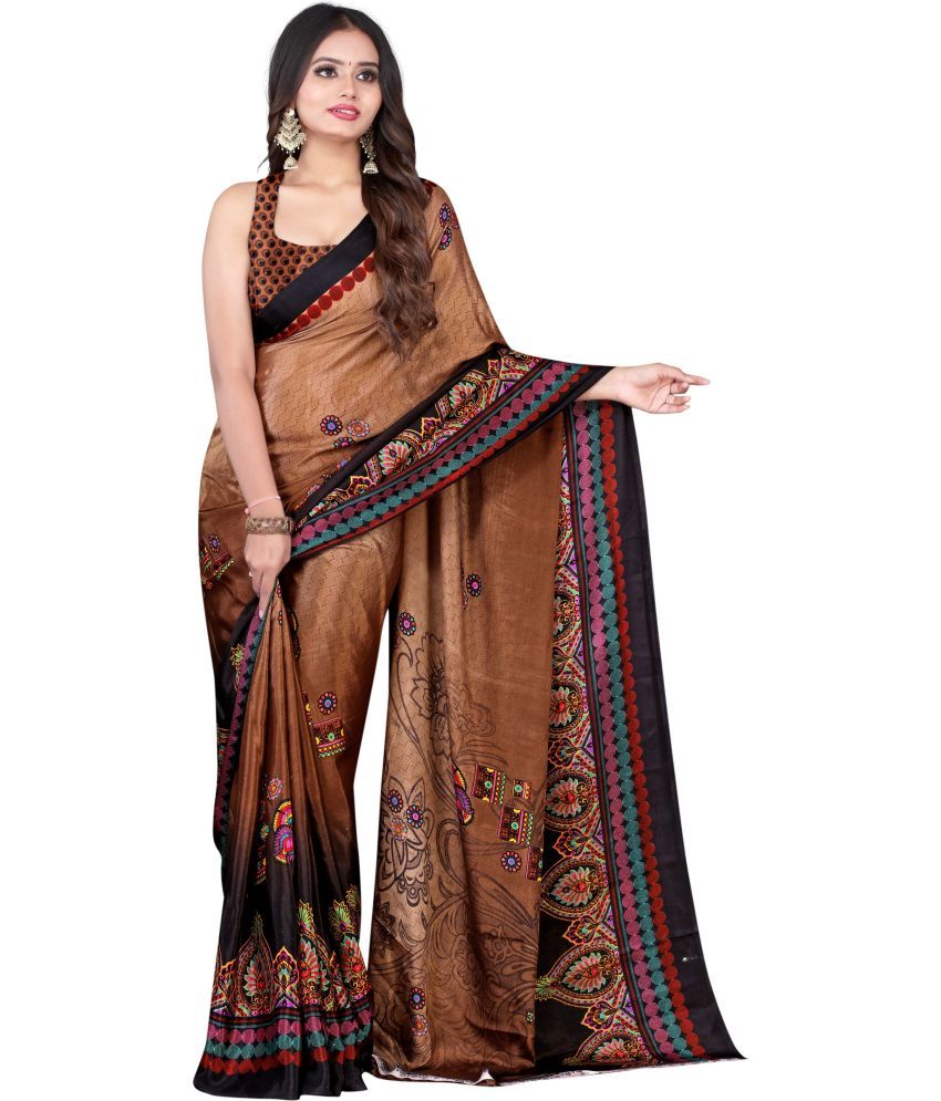     			LEELAVATI - Brown Crepe Saree With Blouse Piece ( Pack of 1 )