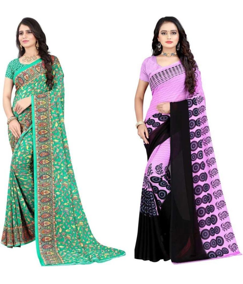     			LEELAVATI - Multicolor Georgette Saree With Blouse Piece ( Pack of 2 )