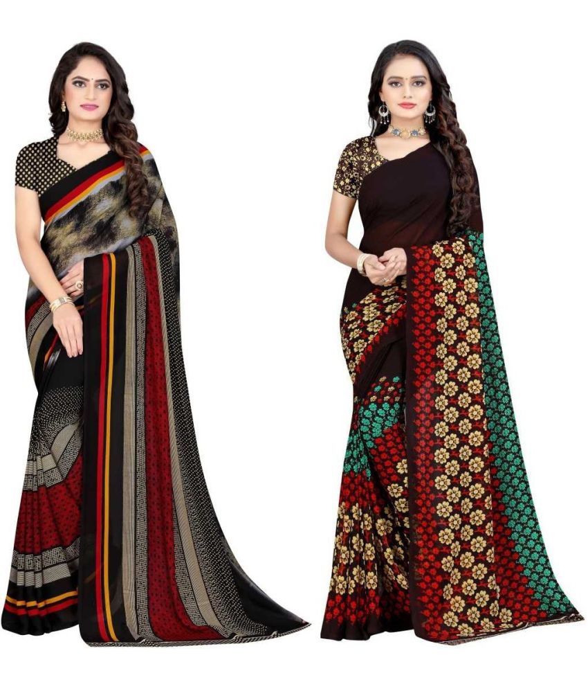     			LEELAVATI - Multicolor Georgette Saree With Blouse Piece ( Pack of 2 )