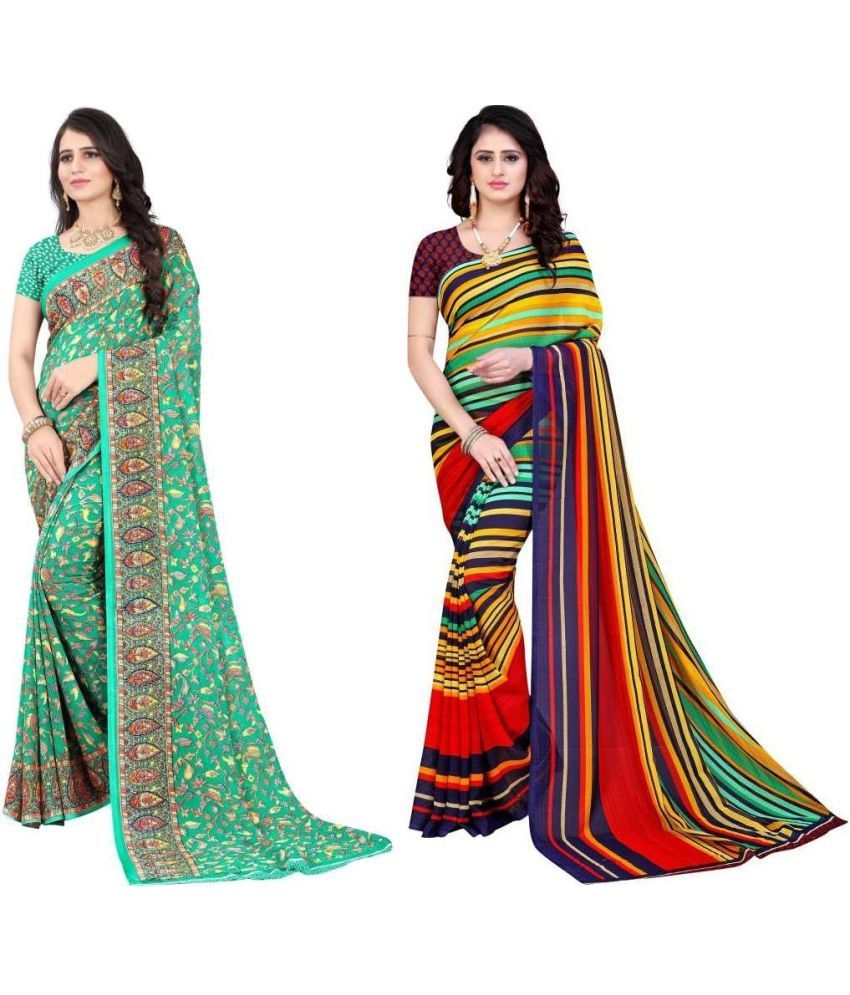     			LEELAVATI - Multicolor Georgette Saree With Blouse Piece ( Pack of 2 )