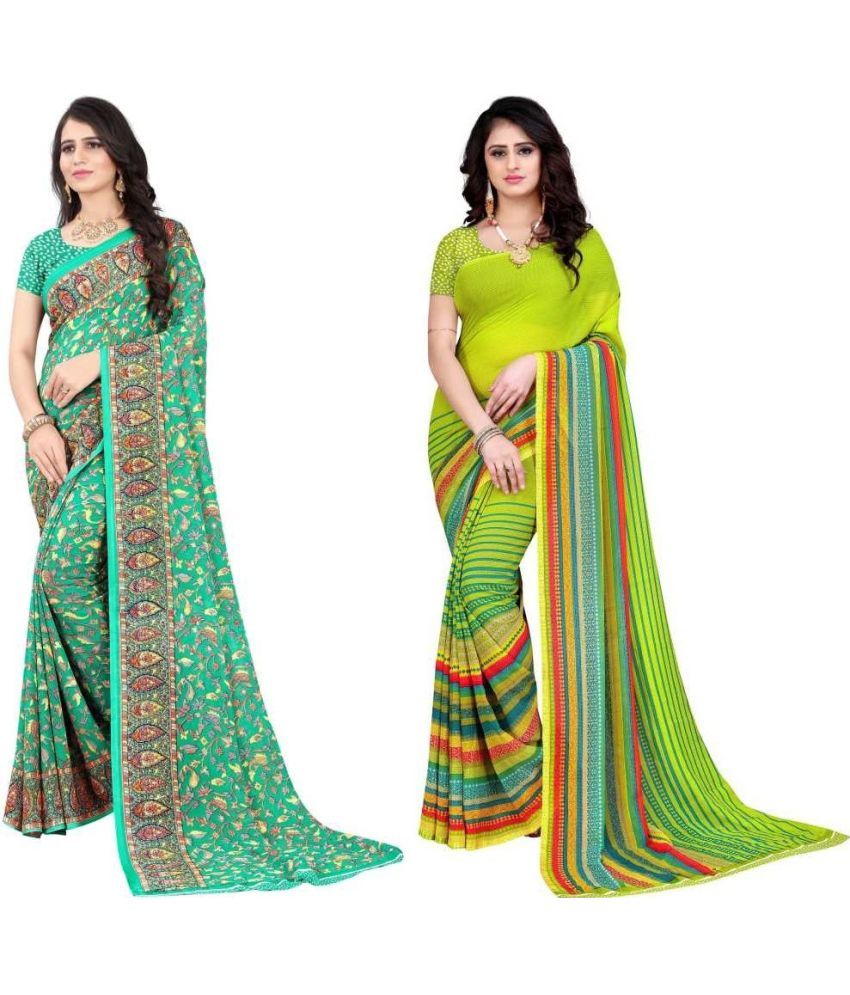     			LEELAVATI - Multicolor Georgette Saree With Blouse Piece ( Pack of 2 )