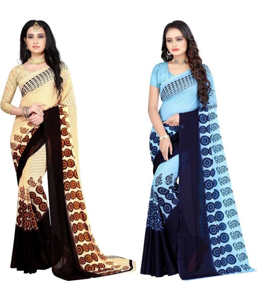     			LEELAVATI - Multicolor Georgette Saree With Blouse Piece ( Pack of 2 )