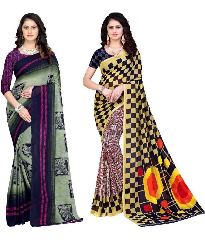     			LEELAVATI - Multicolor Georgette Saree With Blouse Piece ( Pack of 2 )