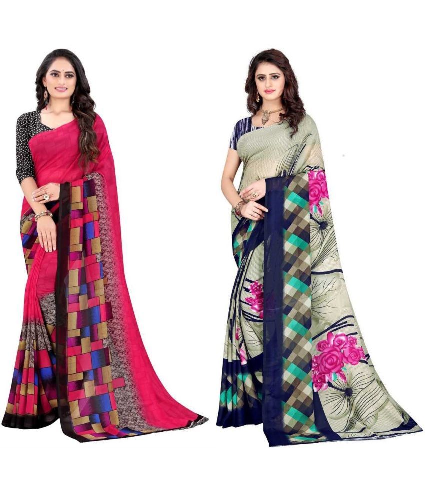     			LEELAVATI - Multicolor Georgette Saree With Blouse Piece ( Pack of 2 )