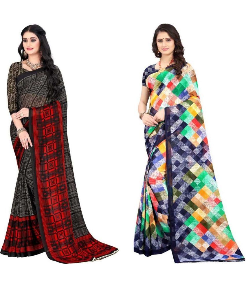     			LEELAVATI - Multicolor Georgette Saree With Blouse Piece ( Pack of 2 )