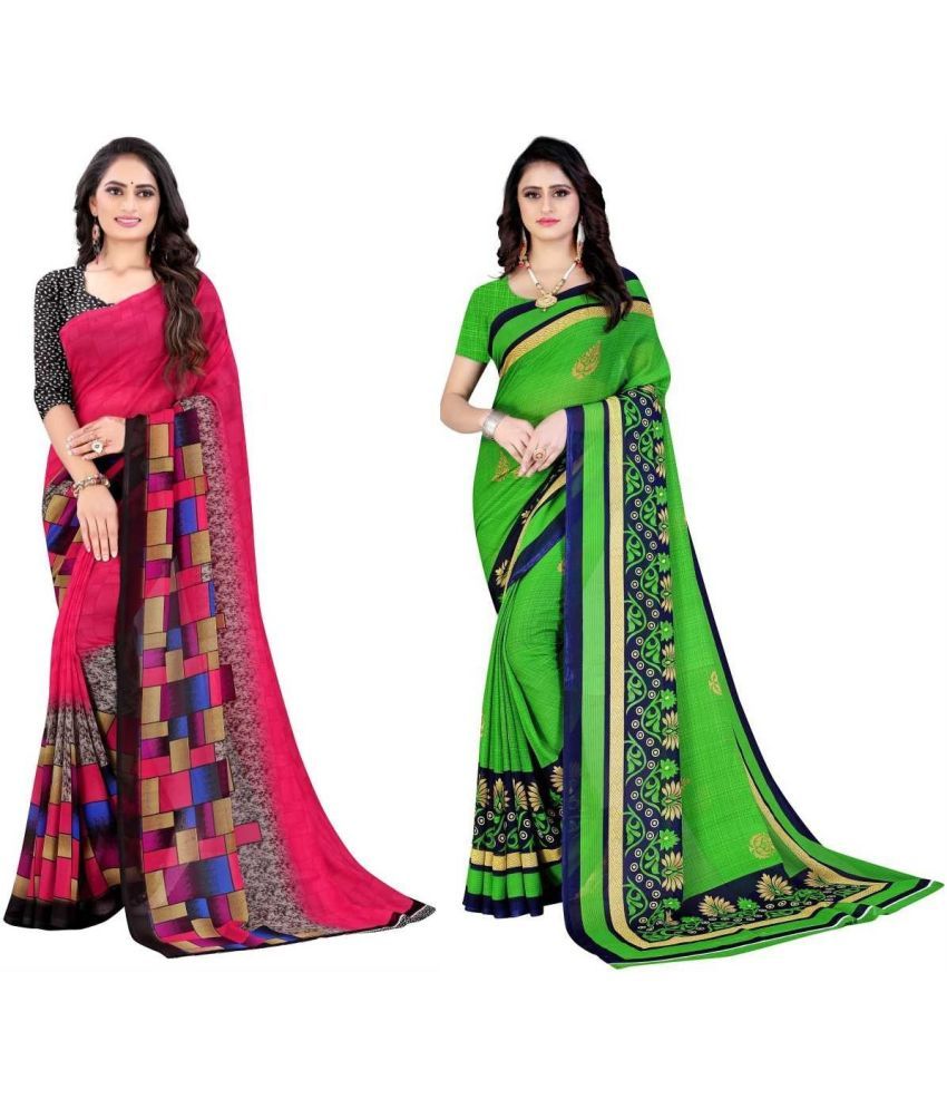     			LEELAVATI - Multicolor Georgette Saree With Blouse Piece ( Pack of 2 )