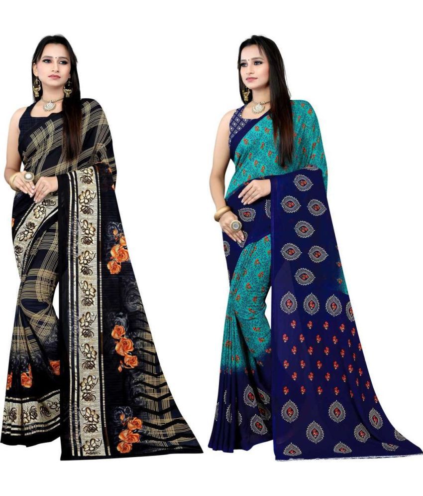     			LEELAVATI - Multicolor Georgette Saree With Blouse Piece ( Pack of 2 )