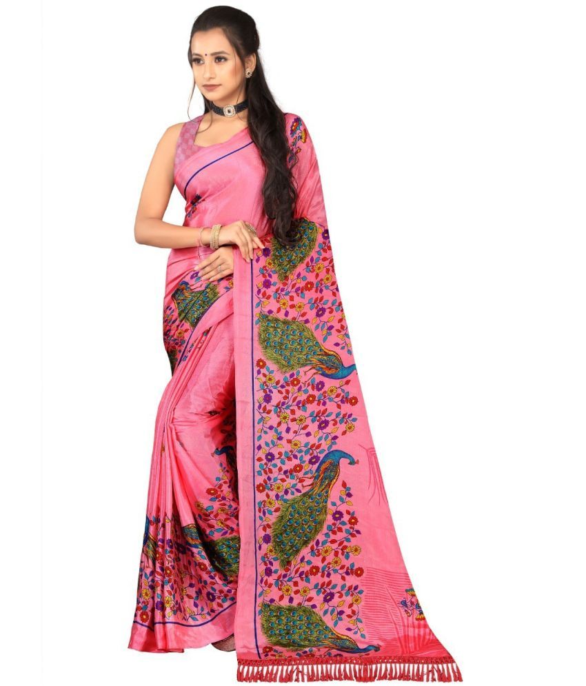     			LEELAVATI - Pink Crepe Saree With Blouse Piece ( Pack of 1 )