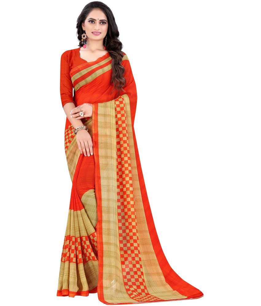     			LEELAVATI - Red Georgette Saree With Blouse Piece ( Pack of 1 )