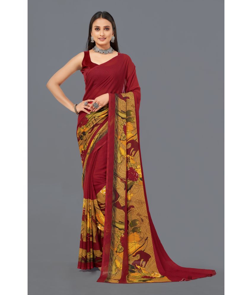     			LEELAVATI - Red Georgette Saree With Blouse Piece ( Pack of 1 )