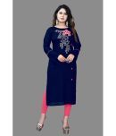 HAYA - Navy Blue Rayon Women's Straight Kurti ( Pack of 1 )