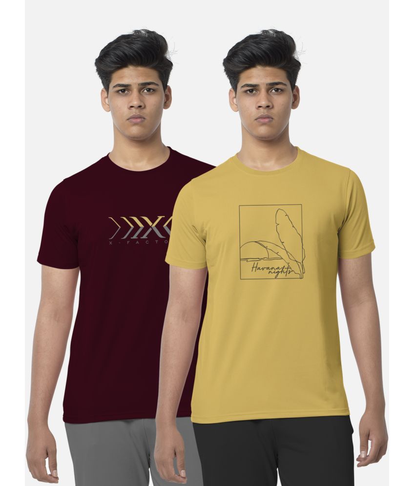     			BULLMER Pack of 2 Cotton Blend Regular Fit Men's T-Shirt ( Mustard )