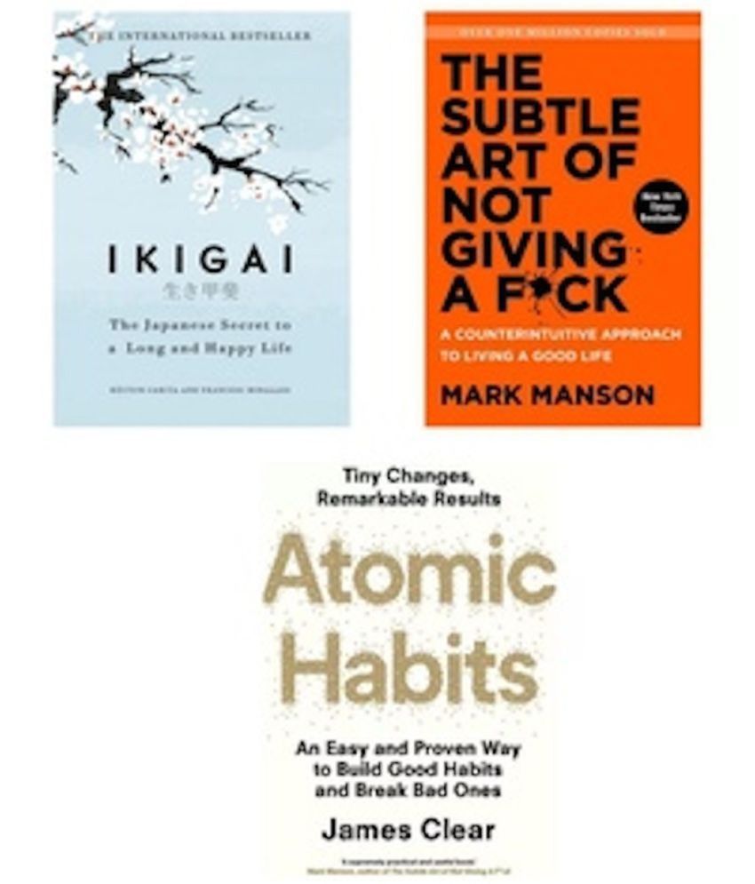     			Combo Of 3 Books ( Ikigai Japanese + The Subtle Art of Not Giving a F*ck + Atomic Habits ) English Novel For paperback