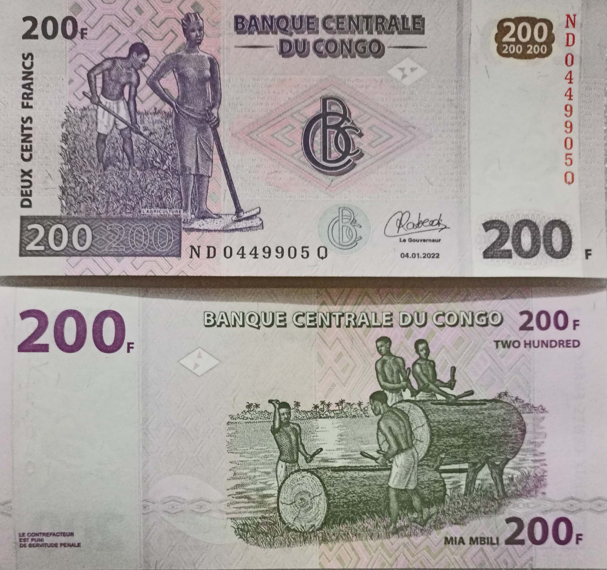     			Hop n Shop - Rare Congo 200 Francs Top Grade Gem UNC 1 Paper currency & Bank notes