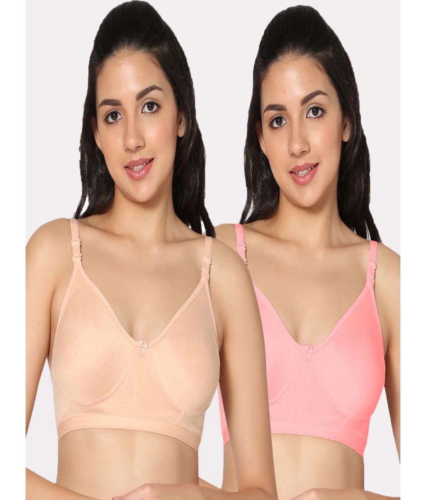     			IN CARE LINGERIE Pack of 2 Cotton Non Padded Women's Everyday Bra ( Multicolor )