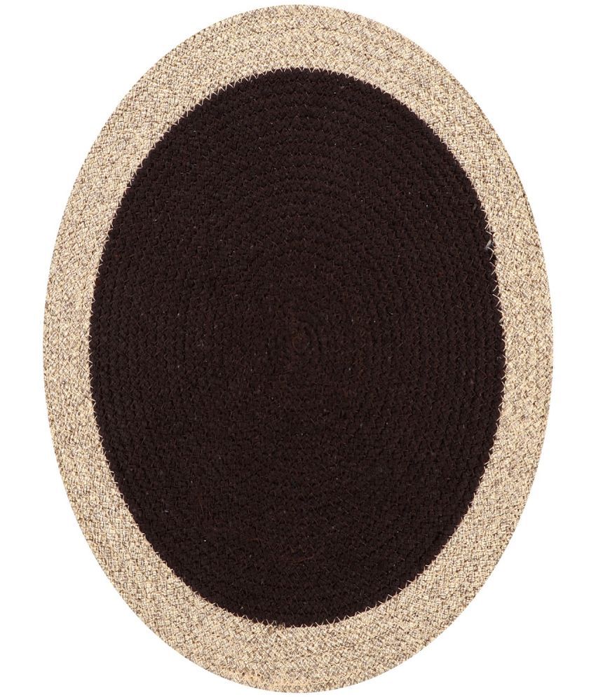     			LADLI JEE Cotton Solid Round Table Mats 31 cm 31 cm Pack of 1 - Brown