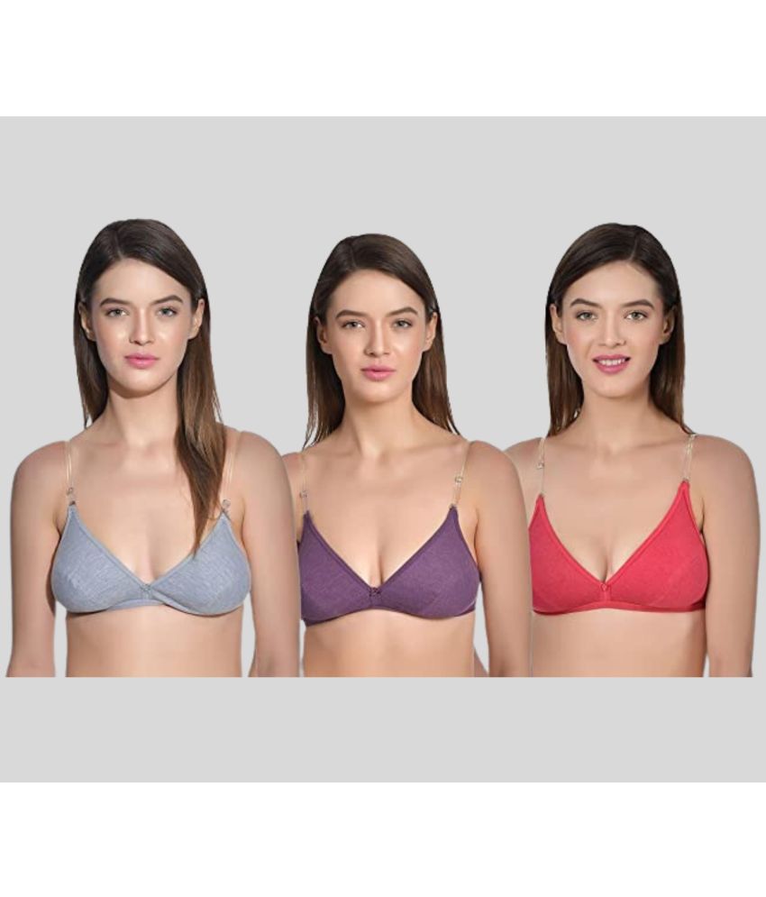     			AIMLY - Multicolor Cotton Blend Non Padded Women's T-Shirt Bra ( Pack of 3 )