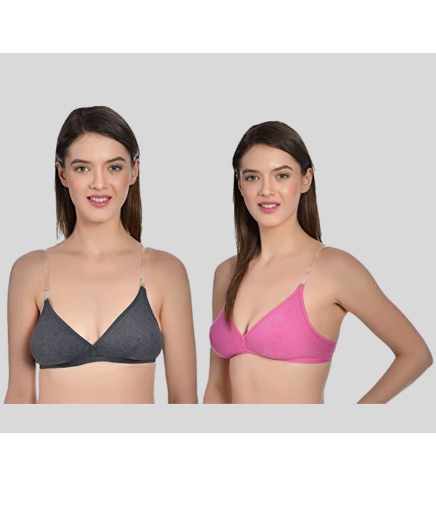     			AIMLY - Pink Cotton Blend Non Padded Women's T-Shirt Bra ( Pack of 2 )