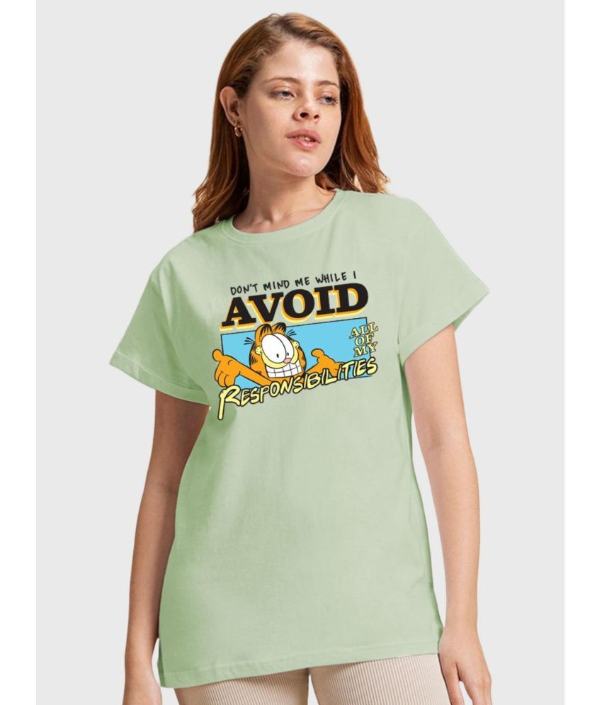     			Bewakoof - Green Cotton Loose Fit Women's T-Shirt ( Pack of 1 )