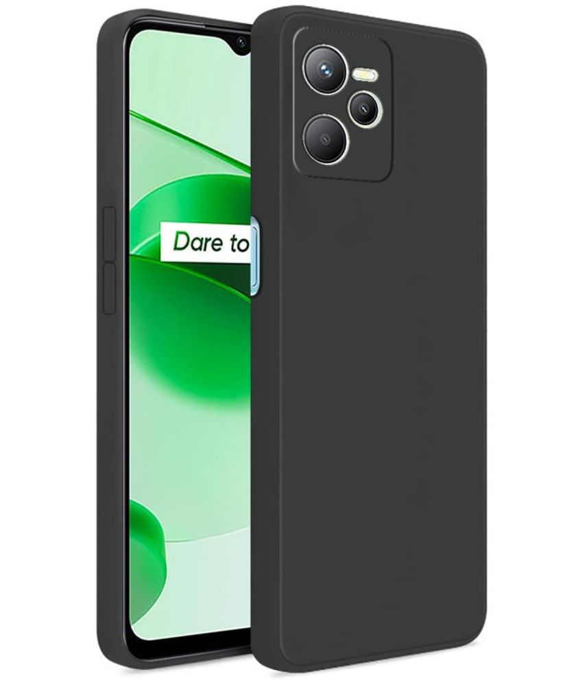     			Case Vault Covers - Black Silicon Plain Cases Compatible For Realme Narzo 50A Prime ( Pack of 1 )